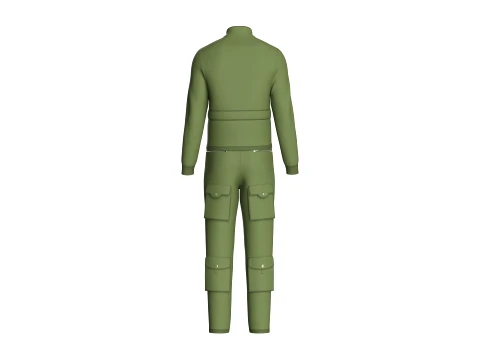 Men Multi Pocket Jacket With Cargo Pant-Outfit 3D Model