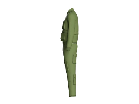 Men Multi Pocket Jacket With Cargo Pant-Outfit 3D Model