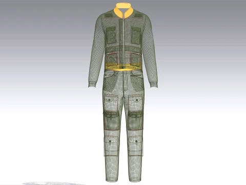 Men Multi Pocket Jacket With Cargo Pant-Outfit 3D Model
