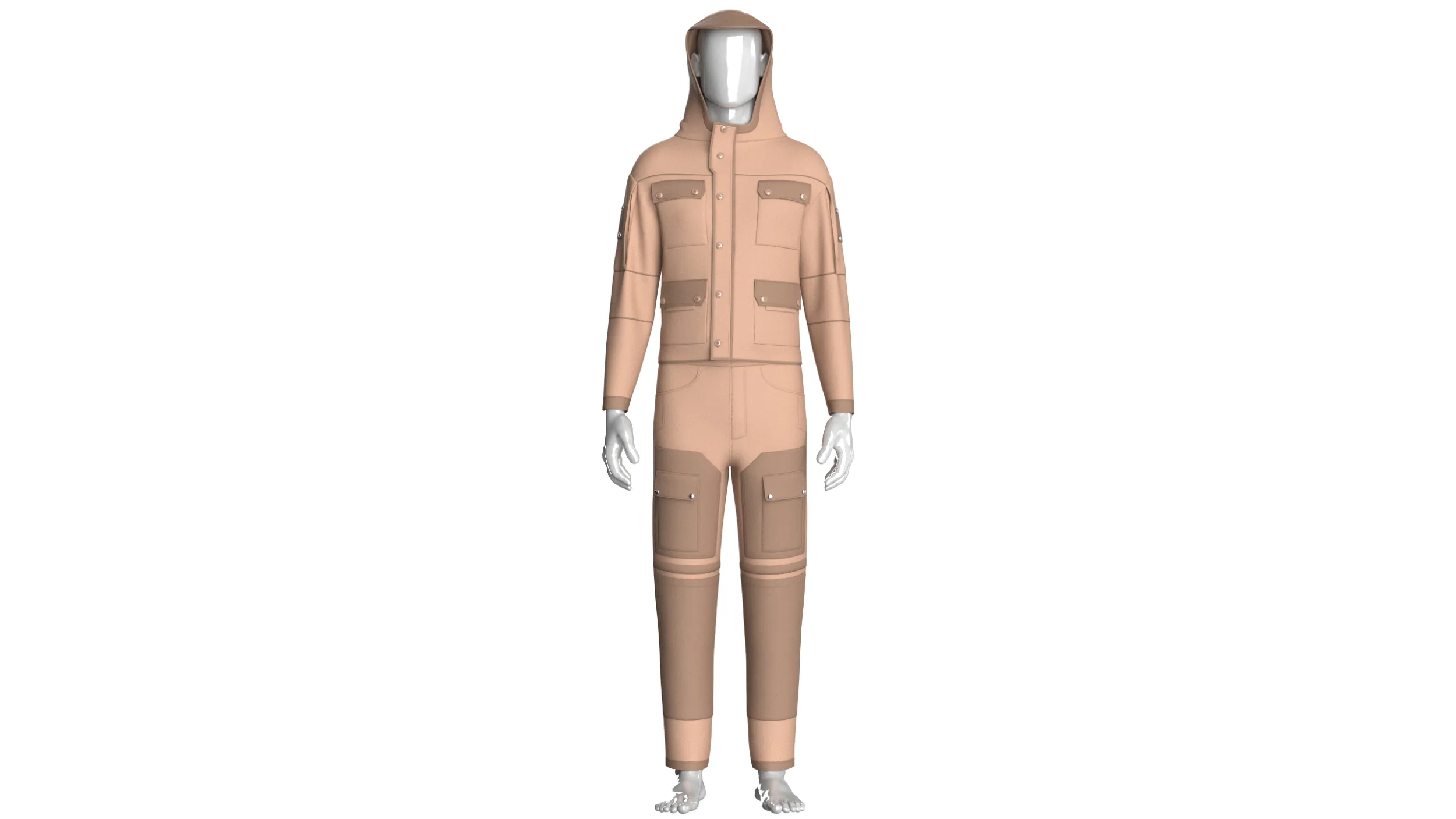 Men Multi-Pocket Hooded Jacket With Pant-Outfit 3D Model .c4d .max .obj .3ds .fbx .stl .blend 