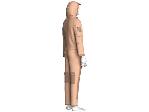 Men Multi-Pocket Hooded Jacket With Pant-Outfit 3D Model
