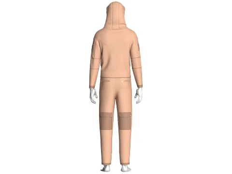 Men Multi-Pocket Hooded Jacket With Pant-Outfit 3D Model