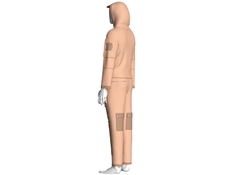Men Multi-Pocket Hooded Jacket With Pant-Outfit 3D Model
