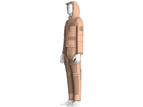 Men Multi-Pocket Hooded Jacket With Pant-Outfit 3D Model