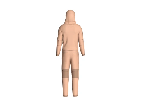 Men Multi-Pocket Hooded Jacket With Pant-Outfit 3D Model