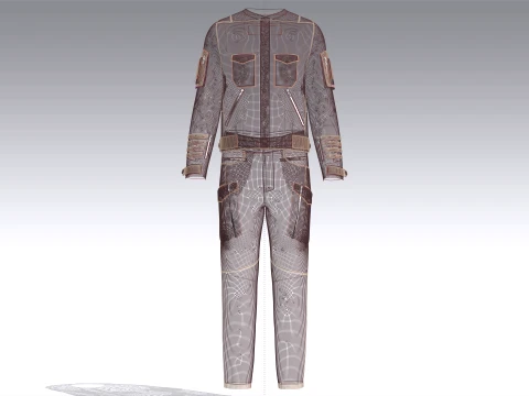Men Tactical Jacket With Cargo Pant-Outfit 3D Model