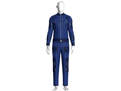 Men Multi Zipper Jacket With Pant-Outfit 3D Model