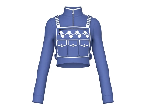 Girls Long-Sleeve Crop Top With Chest Rig 3D Model