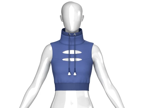 Girls High Neck Cutout Sleeveless Crop Top 3D Model