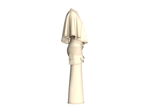 Girls Cape Top With Belted Maxi Skirt-Outfit 3D Model