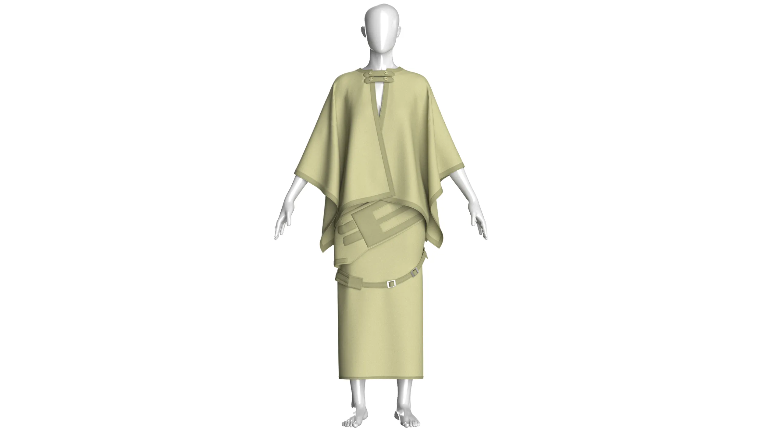 Girls Cape Top With Belted Skirt-Outfit 3D Model .c4d .max .obj .3ds .fbx .stl .blend