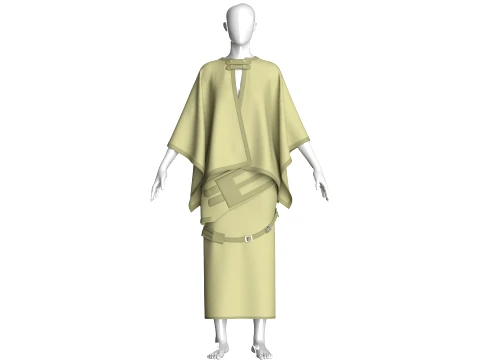 Cape-Oberteil f&uuml;r M&auml;dchen mit Rock-Outfit mit G&uuml;rtel 3D Modell