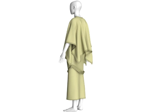 Girls Cape Top With Belted Skirt-Outfit 3D Model
