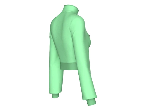 Girls Full Zip High Neck Tactical Crop Jacket 3D Model