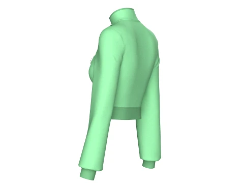 Girls Full Zip High Neck Tactical Crop Jacket 3D Model