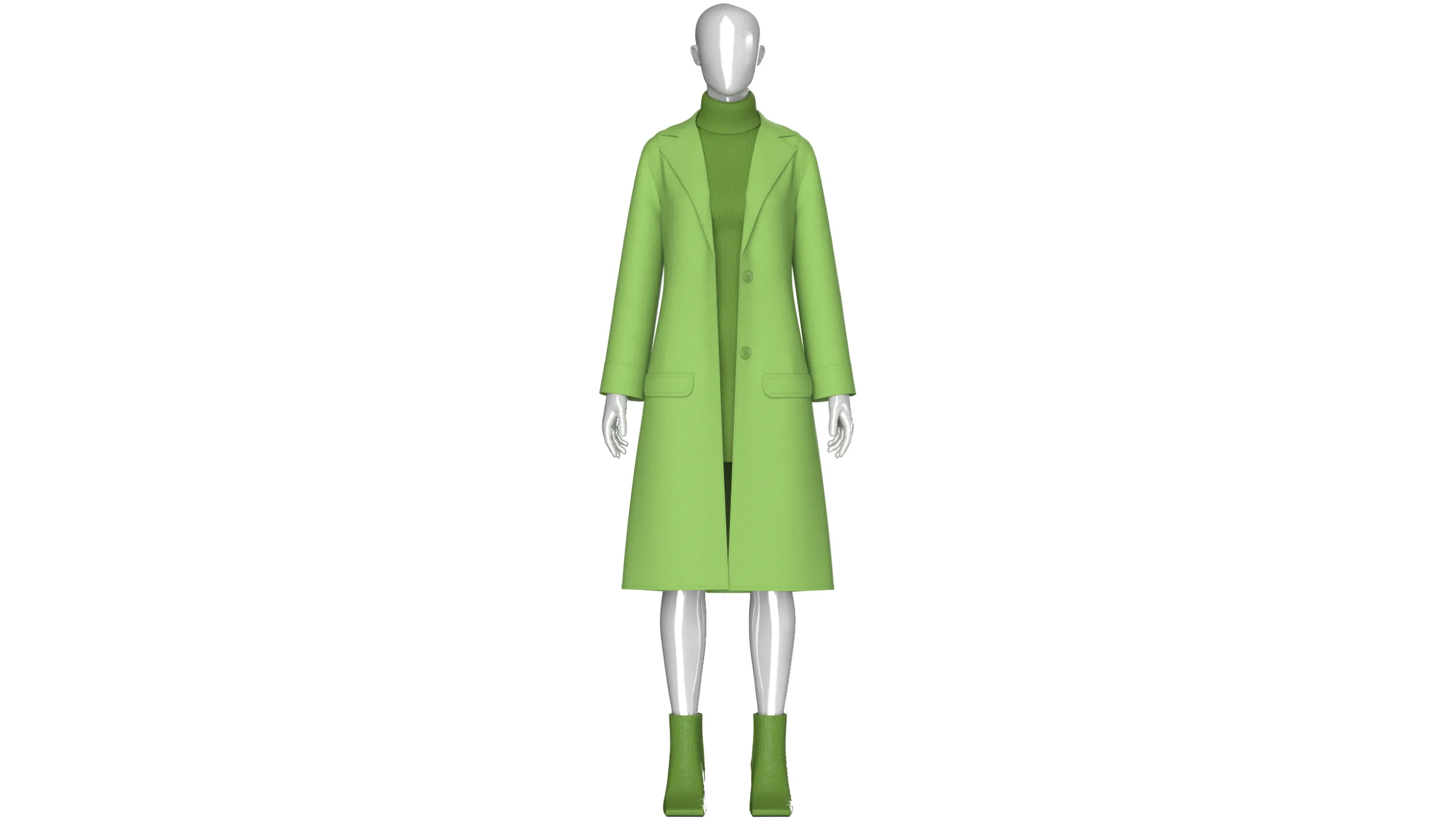 Girls Long Overcoat With Midi Sweater 3D Model .c4d .max .obj .3ds .fbx .stl .blend 