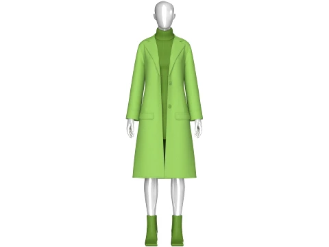 Girls Long Overcoat With Midi Sweater 3D Modell