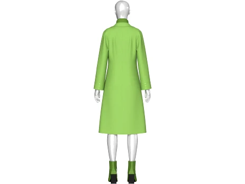 Girls Long Overcoat With Midi Sweater 3D Model