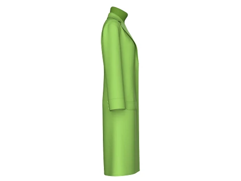 Girls Long Overcoat With Midi Sweater 3D Model
