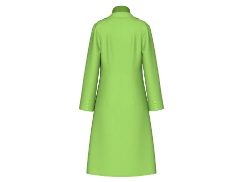 Girls Long Overcoat With Midi Sweater 3D Model