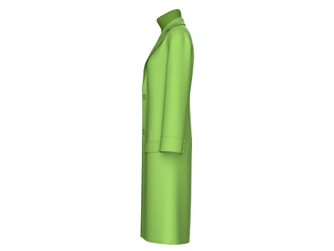 Girls Long Overcoat With Midi Sweater 3D Model