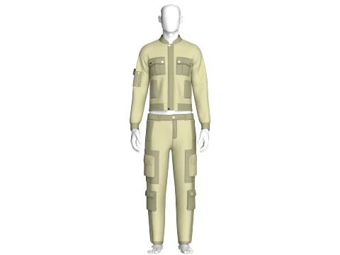 Men Flap Pocket Jacket With Pant-Outfit 3D Modell