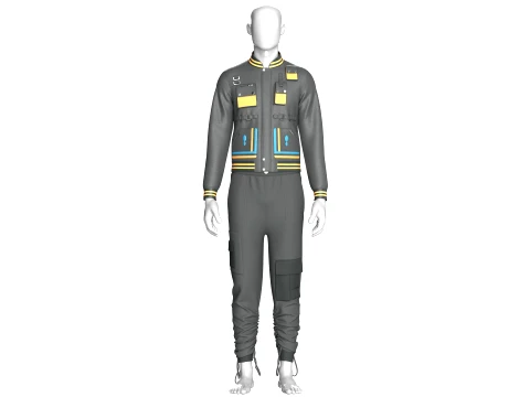 Men Leather Jacket With Cargo Jogger-Outfit 3D Modell