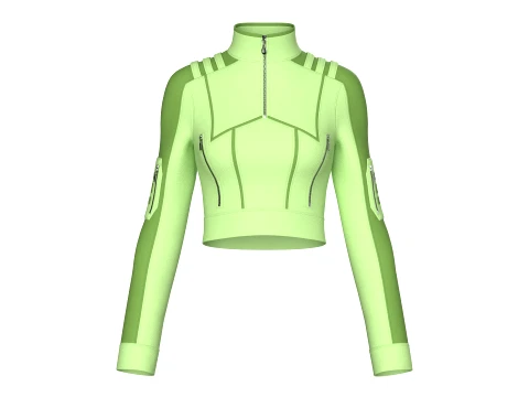 Girls Shoulder Strap Half-Zip Crop Jacket 3D Modell