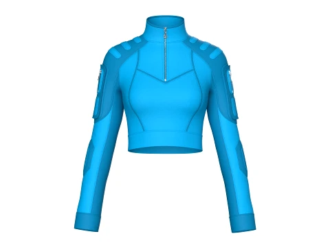 Girls Raglan Sleeve Half-Zip Crop Jacket 3D Modell