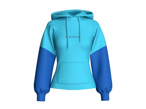 Girls Color-Blocked Hoodie With Pocket 3D Modell