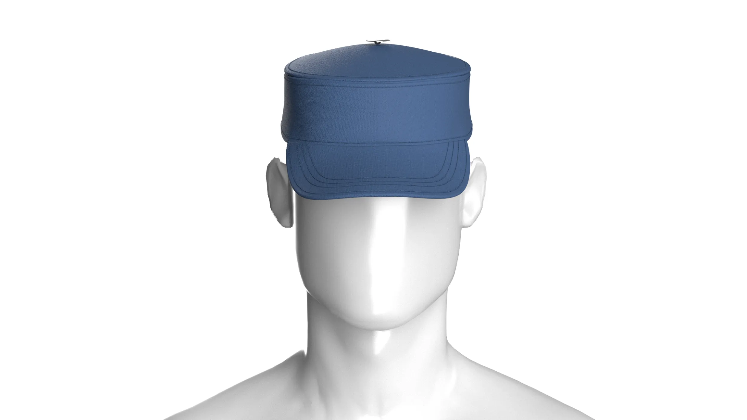 Men Kepi Cap With Central Button Accent 3D Model .c4d .max .obj .3ds .fbx .stl .blend 