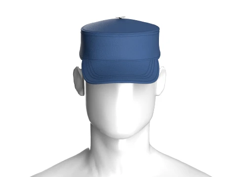 Men Kepi Cap With Central Button Accent 3D Model