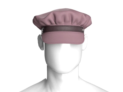 Men Newsboy Cap With Leather Strap 3D Model