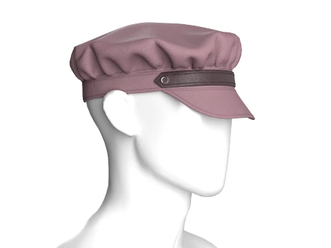Men Newsboy Cap With Leather Strap 3D Model