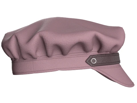 Men Newsboy Cap With Leather Strap 3D Model