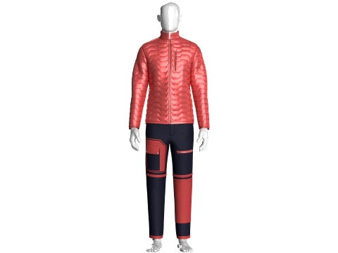 Men Puffer Jacket With Cargo Pant-Outfit 3D Model