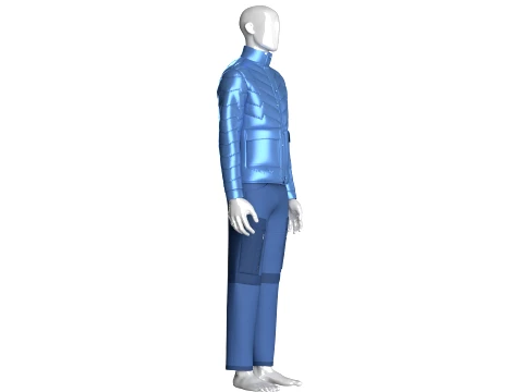 Men Puffer Jacket With Zipper Cargo Pant-Outfit 3D Model