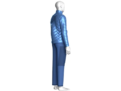 Men Puffer Jacket With Zipper Cargo Pant-Outfit 3D Model
