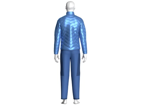 Men Puffer Jacket With Zipper Cargo Pant-Outfit 3D Model