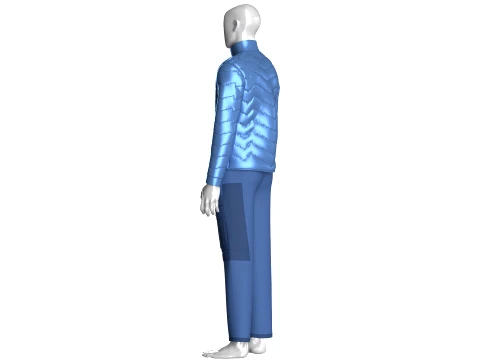 Men Puffer Jacket With Zipper Cargo Pant-Outfit 3D Model