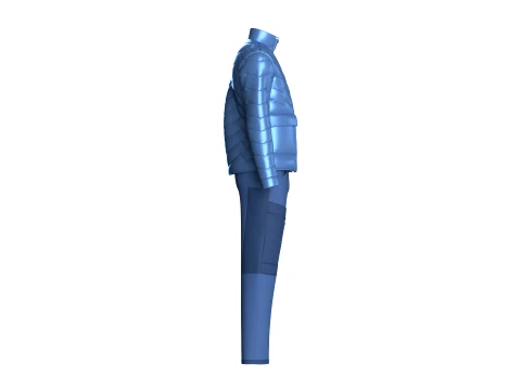 Men Puffer Jacket With Zipper Cargo Pant-Outfit 3D Model