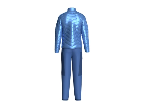Men Puffer Jacket With Zipper Cargo Pant-Outfit 3D Model