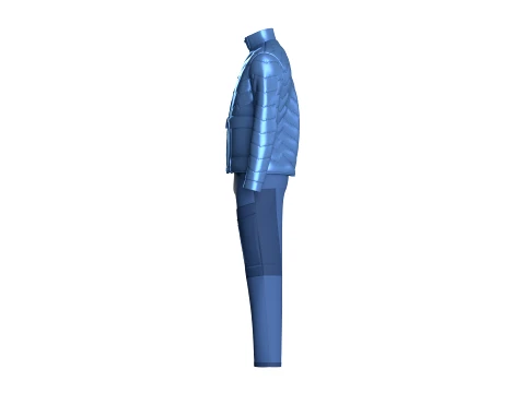 Men Puffer Jacket With Zipper Cargo Pant-Outfit 3D Model