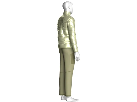 Men Zip Up Puffer Jacket With Cargo Pant-Outfit 3D Model
