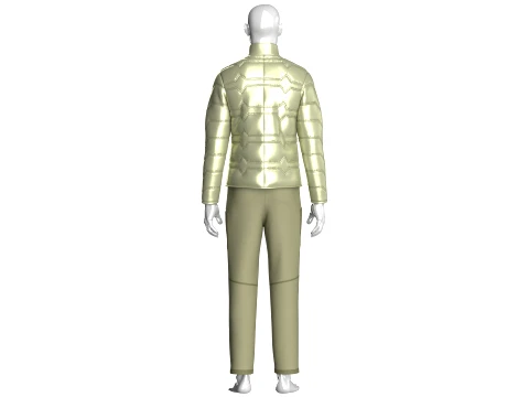 Men Zip Up Puffer Jacket With Cargo Pant-Outfit 3D Model