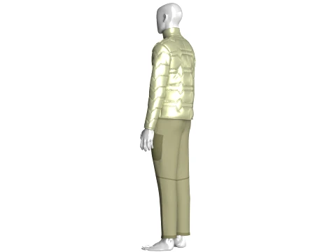 Men Zip Up Puffer Jacket With Cargo Pant-Outfit 3D Model