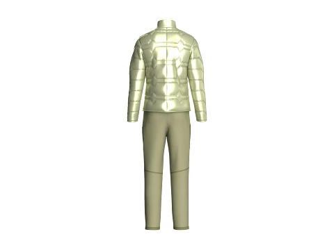 Men Zip Up Puffer Jacket With Cargo Pant-Outfit 3D Model