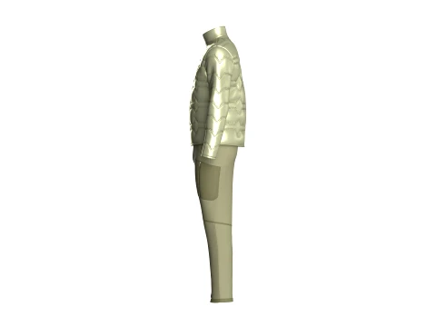 Men Zip Up Puffer Jacket With Cargo Pant-Outfit 3D Model