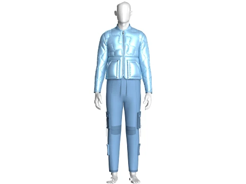 Men Puffer Jacket With Cargo Pant-Outfit V2 3D Model