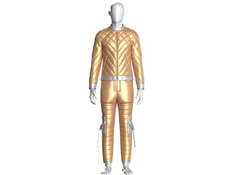 Men Puffer Jacket With Pant-Outfit 3D Model